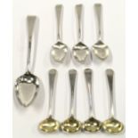 Collection of eight Georgian silver hallmarked spoons total weight 119g.