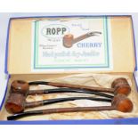 Collection of vintage Ropp De Luxe long stem cherry pipes. All presented in an unused condition