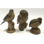 Poole Pottery Barbara Linley Adams medium Barred Owl together with a Quail and Thrush (3).