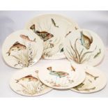 Johnson Bros vintage 'Fish' series plates. 7 in lot including a large 41cms serving platter