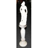 Large classical figure of a nude lady mounted on a marble pedestal base. Super quality. O/all height