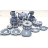Wedgwood Jasperware: Large collection of light blue Wedgwood Jasperware. 20 pieces in all. Looks