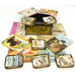 Tin of vintage cigarette/tea cards loose and in albums to include Brooke Bond and Player's examples.