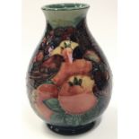 Moorcroft Sally Tuffin Finches vase 1991-92. 19cm tall. Signed and stamped to base.