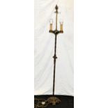 Cast metal standard lamp base with two lamp holders. 167cms tall