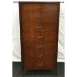 Meredew Furniture vintage mid 20th century gentleman's tallboy bedroom chest of seven drawers with