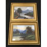 R. Bourne: A pair of antique framed and glazed watercolours with scenes of highlands each 73x56cm.