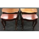 Pair of mahogany two table nests with scalloped edging the largest tables each measuring 56x64x32cm.