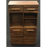 Teak storage cabinet with fitted draws and adjustable shelf 105x60x25cm