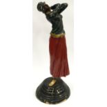 Vintage cast lady golfer figurine on stand 54cm tall.