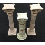Pair of contemporary resin Corinthian columns depicting roman figures each measuring 71cm tall