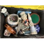 Large crate of various China items to include ornaments and glassware.