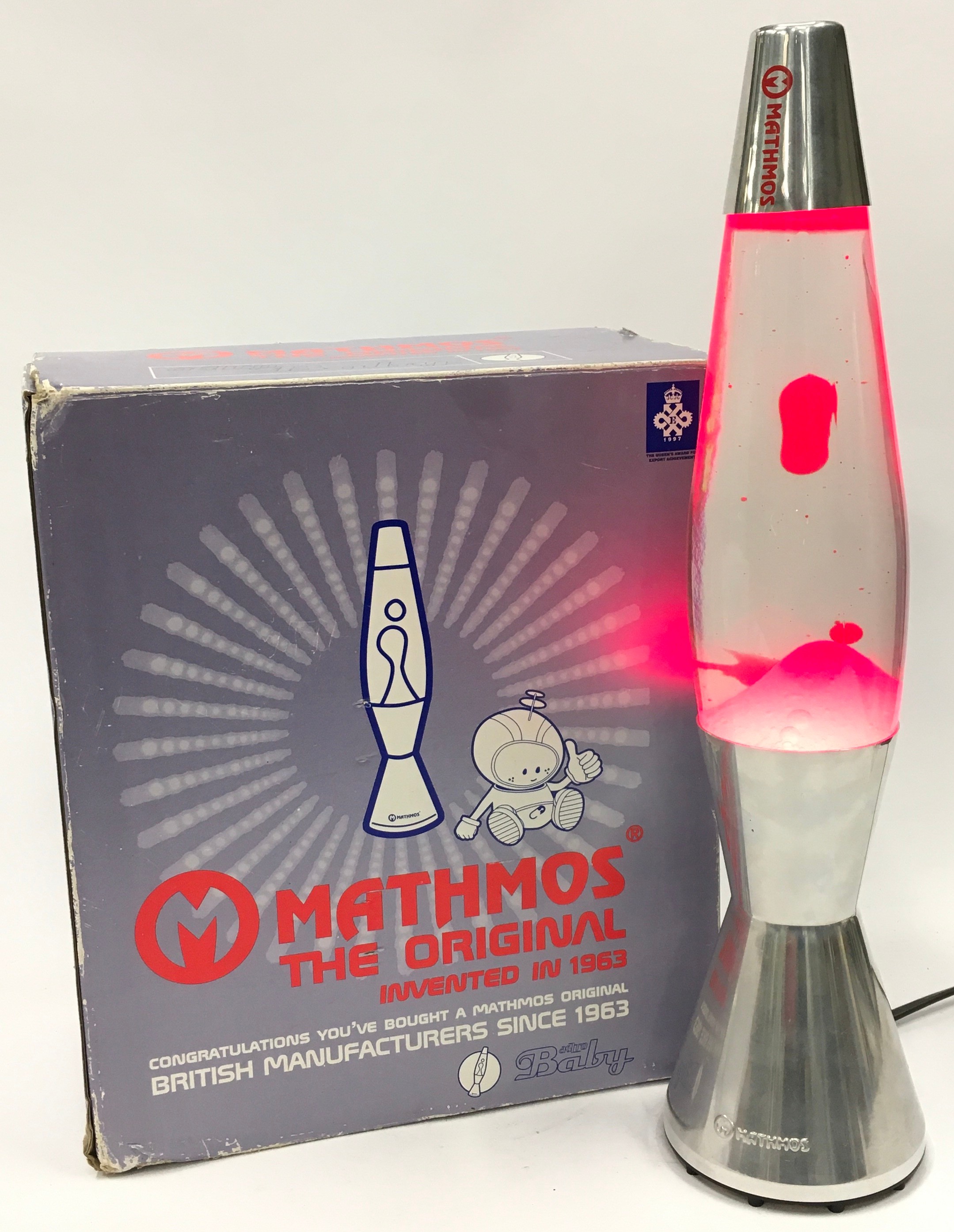 Mathmos Astro Baby lava lamp violet/orange in original box.