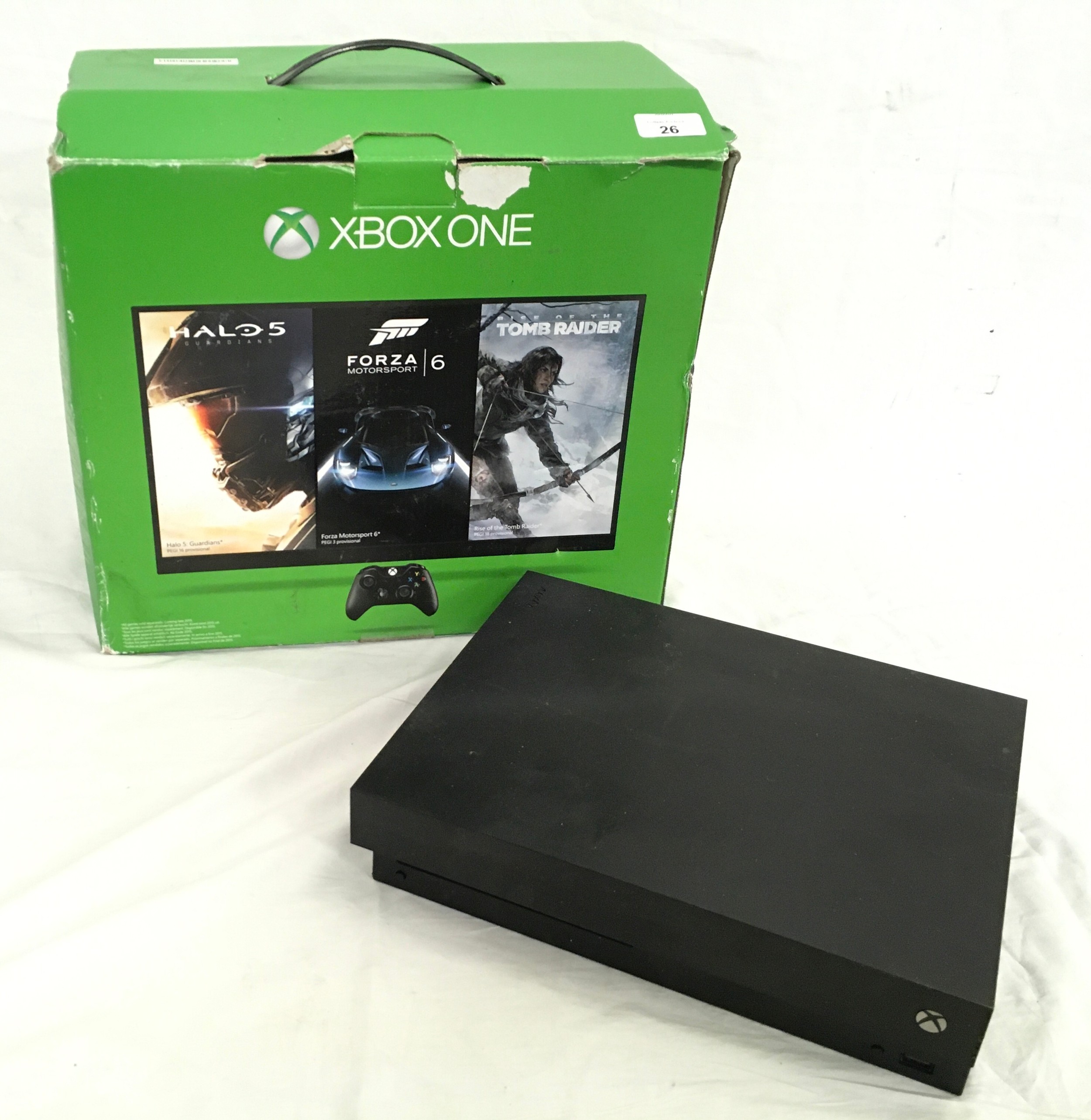 An Xbox One console in box, no accessories.