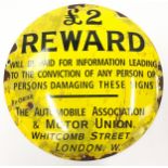 £2 reward enamel sign 30cm diameter.