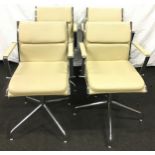 Set of four mid century Quinti Sedute chrome and leather swivel chairs.