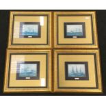 Four contemporary framed and glazed prints depicting ships. Each measuring 47x52cm.