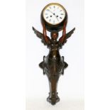 Impressive large vintage bronzed cast metal wall hanging striking clock in ball form being raised