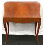 Contemporary mahogany writing bureau with drop down flap concealing fitted drawers 100x86x43cm.