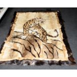 Vintage goatskin rug depicting a tiger. Possibly Indian 195cms x 130cms