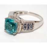 Pariba Tourmaline/Tanzanite 925 silver ring Size Q 1/2.