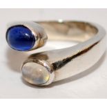 Heavy weight moonstone solid 925 silver ring Size N