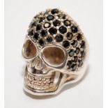 Gemset solid silver skull ring Size M