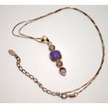 Lavender Jade/Moonstone/Amethyst 925 silver pendant.