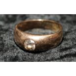 A 14ct gold Gypsy ring, Diamond solitaire approx 0.50point, Size O.