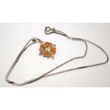 Golden citrine 925 silver starburst pendant