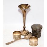 Collection of hallmarked sterling silver items. Total weight 380g (vase base is weighted)