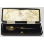 Silver H/M boxed Anointing spoon with description as a present for the 1937 coronation