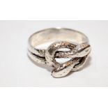 Antique sterling silver double headed snake ring.