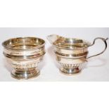 Hallmarked sterling silver creamer and sugar bowl, Sheffield 1936. Total weight 375g