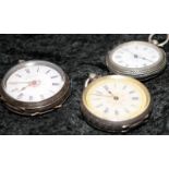 Collection of three antique silver fob watches