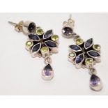 Suffrogette Amethyst/peridot 925 silver earrings.