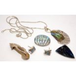 Paua Shell silver items of jewellery.