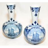 Pair of early Delft blue and white vases