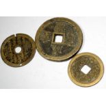 China 3 old brass cash coins