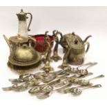 Collection of silver plated items to include flatware.