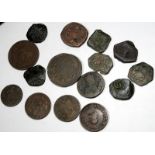 India 15 mixed old copper coins