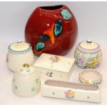 Small collection of Poole Pottery to include a Living Glaze purse vase in the Volcano pattern and