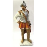 Approx 60cm/2ft tall plaster figure depicting a 16th/17th century soldier. Signed S.Spaonolo