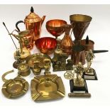 Collection of brass and other metalware items.