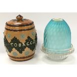 Doulton Lambeth antique stoneware tobacco jar together with a Victorian glass fairy/night light with