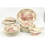 Royal Tudor Ware "Olde England" Barker Bros. Part dinner service to include meat platter, tureens,