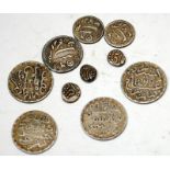 India 10 various old silver coins