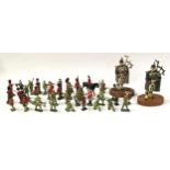 40 various soldier figures. 30 being metal including Britain's Iroquois figure and 10 plastic/