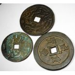 China 3 large old cash coins