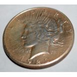 1923 silver Peace Dollar. San Francisco Mint mark